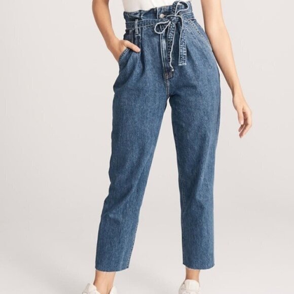 Abercrombie‎ & Fitch A&F Mom Jean Paper Bag Jeans Size 2 - Picture 1 of 6
